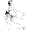 ...holding her dog/Pen on paper/24x18in/2021