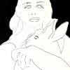 ...her bunny III/Pen and india ink on paper/16x12in/2021