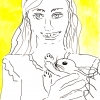 ...her bunny V/Pen and watercolor on paper/16x12in/2021