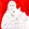 ...her dog IX/Pen and flashe vinyl paint on paper/17x14in/2021