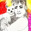 ...her dog VI/Pen and watercolor on paper/17x14in/2021