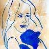 ...her blue dog/Acrylic and watercolor on paper/20x15in/2021