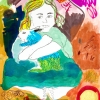 ...in blue and green/Pen, watercolor and pearlescent colors on paper/12x9in/2021