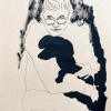 ...holding his dachshund/Pen and acrylic on recycled paper/14x11in/2021
