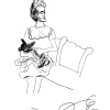 ...holding her dog/Pen on paper/24x18in/2021