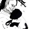 ...holding his puppy/Pen and india ink on paper/24x18in/2021