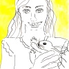 ...her bunny V/Pen and watercolor on paper/16x12in/2021