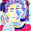 ...her bunny VI/Pen and watercolor on paper/8x8in/2021