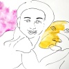 ...her dog V/Pen and watercolor on paper/14x17in/2021