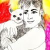...her dog VI/Pen and watercolor on paper/17x14in/2021