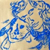 ...her blue bunny/Acrylic on  Hahnemühle paper/19x25in/2021