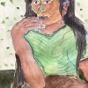 ...long hair/Pencil and watercolor on Arches paper/14x11in/2022