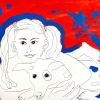 ...her dog X/Pen, flashe vinyl paint and acrylic on paper/14x17in/2021