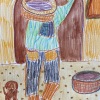 ...basket/Pencil  and watercolor on Canson paper/12x9in/2022