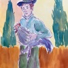 ...rooster/Pencil and Sennelier watercolor on Canson paper/12x9in/2022