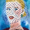 ...a birdcage veil/Pen, pencil and watercolor on Arches paper/14x11in/2022